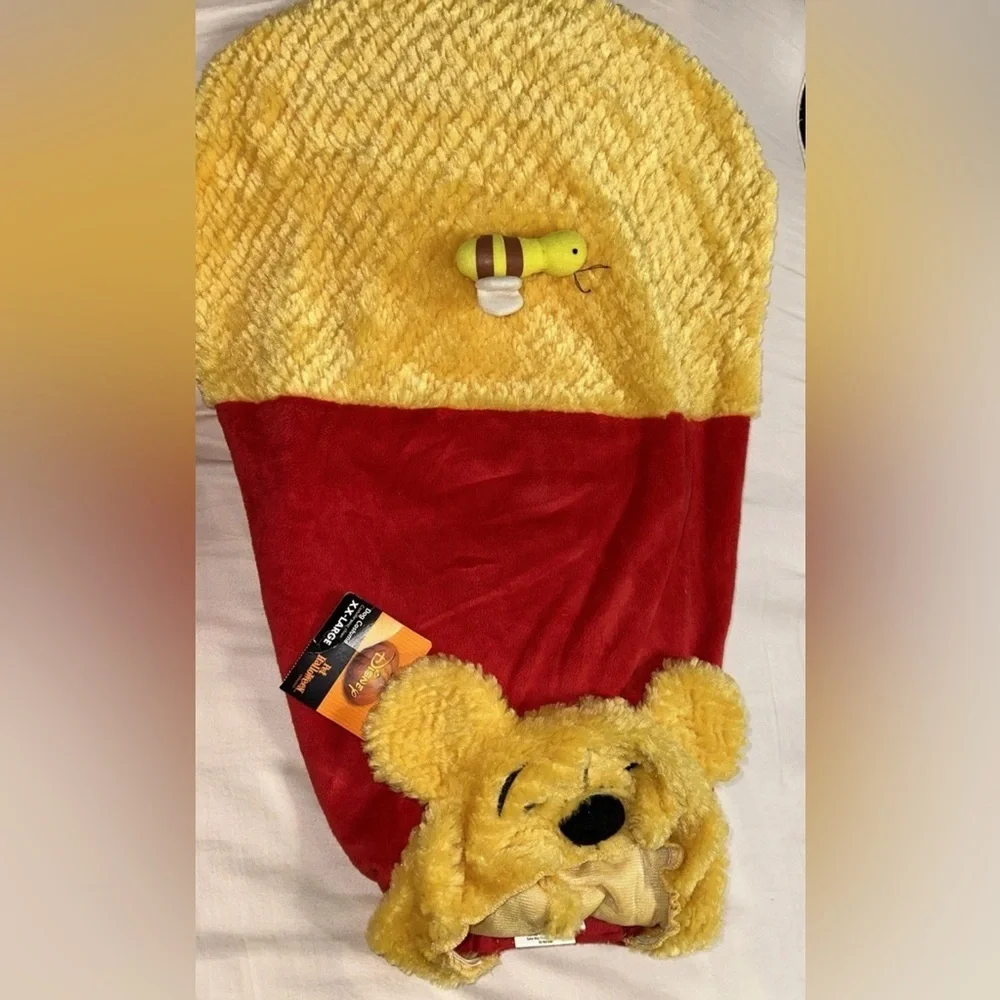 NEW Winnie the Pooh Plush Dog Outfit with Cute Honey Bee on the back Side